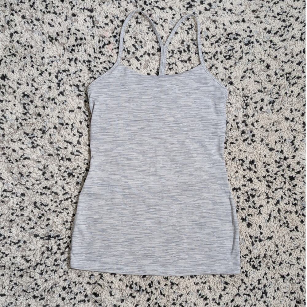 Lululemon Power Y Tank Top Heathered Gray Space Dye Shelf Bra Y-Back